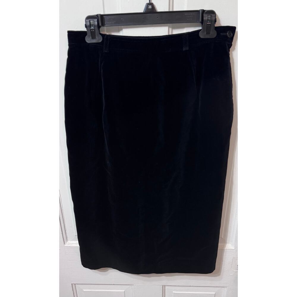 Vintage Auth. Gucci Black Velvet Midi Pencil Skirt Size 46/M - Picture 2 of 9